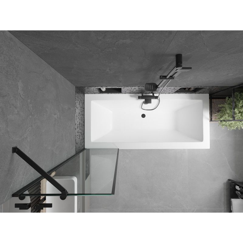 Wanna prostokątna Mexen Cube 180 x 80 cm z obudową i parawanem 1-skrzydłowym 50 cm czarny wzór  550518080X9505007070 1 szt.