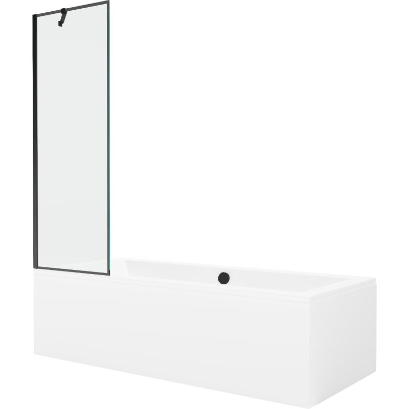 Wanna prostokątna Mexen Cube 180 x 80 cm z obudową i parawanem 1-skrzydłowym 60 cm czarny wzór  550518080X9506007070 1 szt.