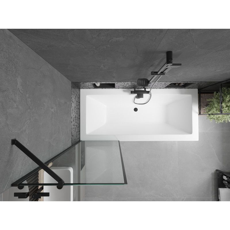 Wanna prostokątna Mexen Cube 180 x 80 cm z obudową i parawanem 1-skrzydłowym 60 cm czarny wzór  550518080X9506007070 1 szt.