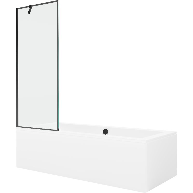 Wanna prostokątna Mexen Cube 180 x 80 cm z obudową i parawanem 1-skrzydłowym 70 cm czarny wzór  550518080X9507007070 1 szt.