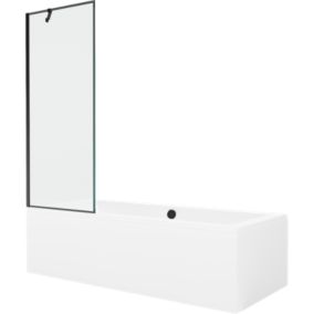 Wanna prostokątna Mexen Cube 180 x 80 cm z obudową i parawanem 1-skrzydłowym 70 cm czarny wzór  550518080X9507007070 1 szt.