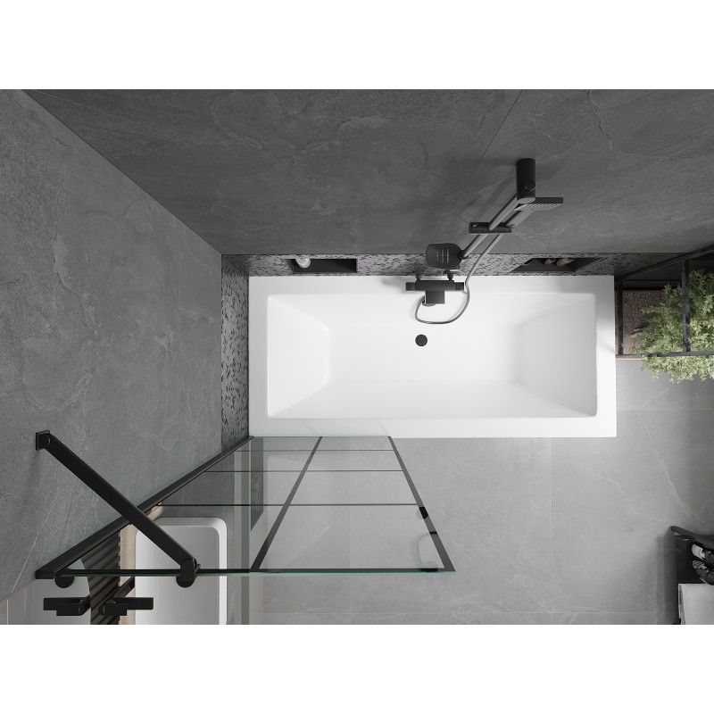 Wanna prostokątna Mexen Cube 180 x 80 cm z obudową i parawanem 1-skrzydłowym 70 cm czarny wzór  550518080X9507007077 1 szt.