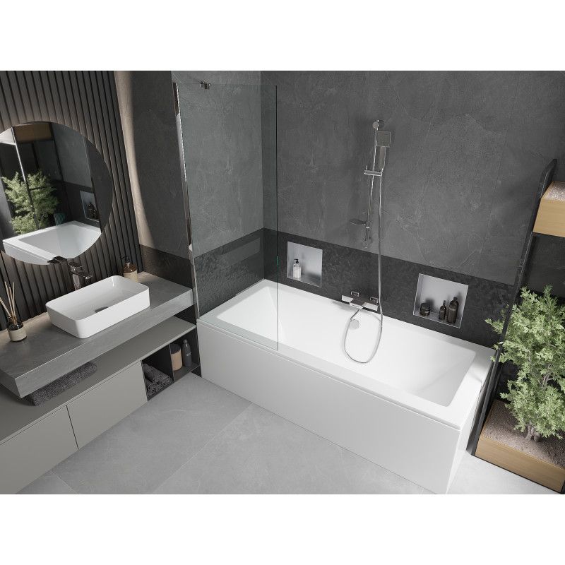Wanna prostokątna Mexen Cube 180 x 80 cm z obudową i parawanem 1-skrzydłowym 70 cm transparent chrom  550518080X9507000001 1 szt.
