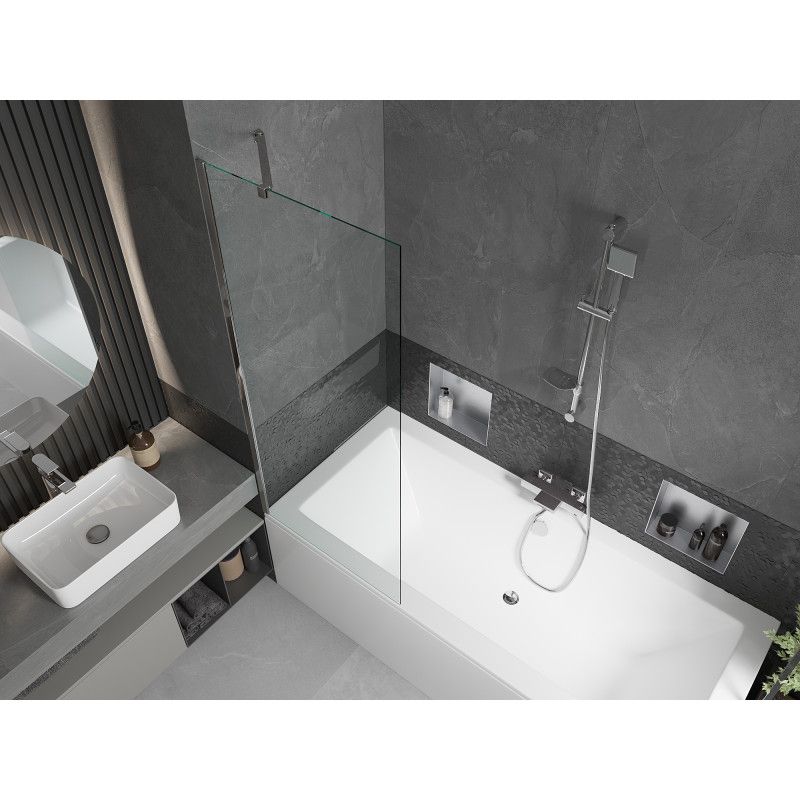 Wanna prostokątna Mexen Cube 180 x 80 cm z obudową i parawanem 1-skrzydłowym 70 cm transparent chrom  550518080X9507000001 1 szt.