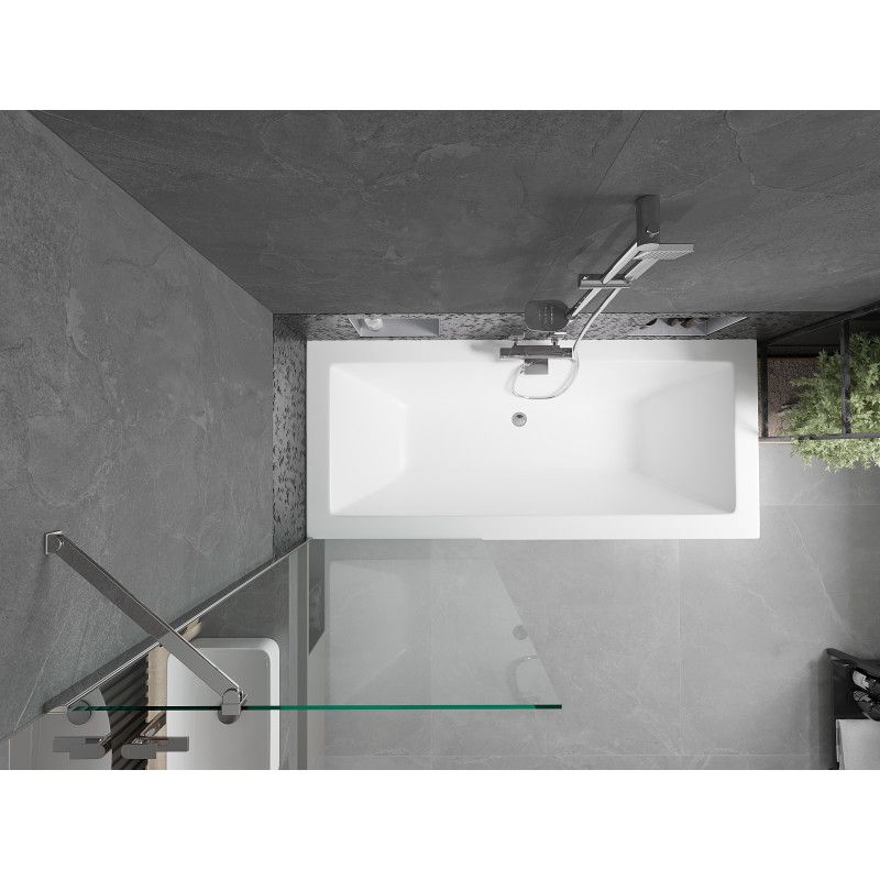 Wanna prostokątna Mexen Cube 180 x 80 cm z obudową i parawanem 1-skrzydłowym 70 cm transparent chrom  550518080X9507000001 1 szt.