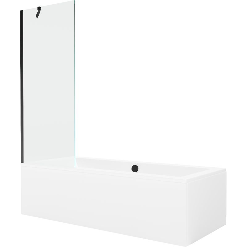 Wanna prostokątna Mexen Cube 180 x 80 cm z obudową i parawanem 1-skrzydłowym 70 cm transparent czarny  550518080X9507000070 1 szt.