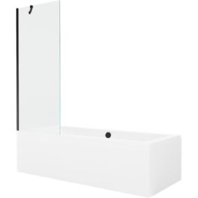 Wanna prostokątna Mexen Cube 180 x 80 cm z obudową i parawanem 1-skrzydłowym 70 cm transparent czarny  550518080X9507000070 1 szt.
