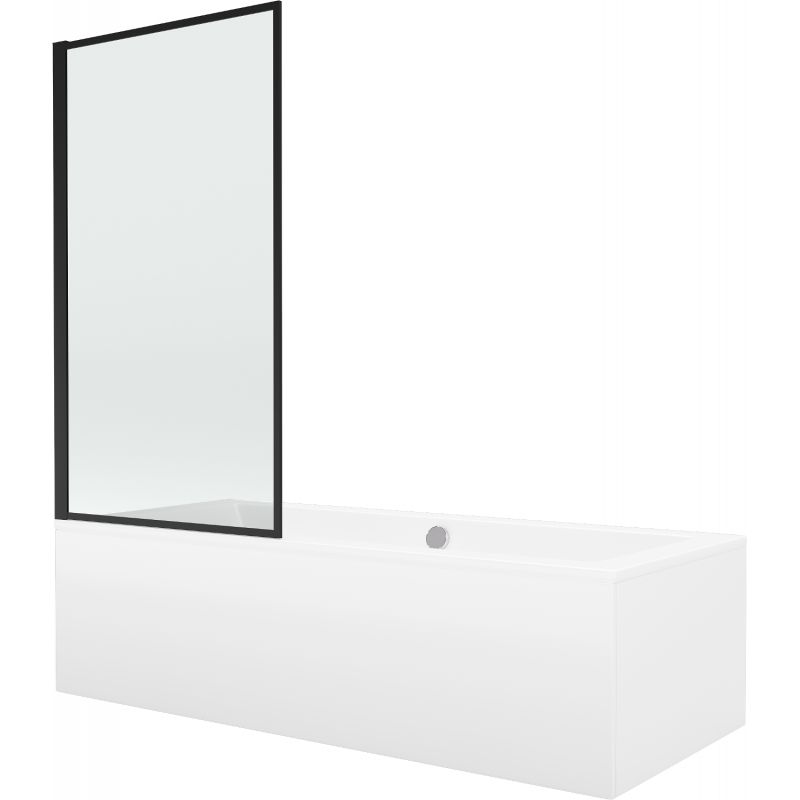Wanna prostokątna Mexen Cube 180 x 80 cm z obudową i parawanem 1-skrzydłowym 80 cm czarny wzór  550518080X9308017070 1 szt.