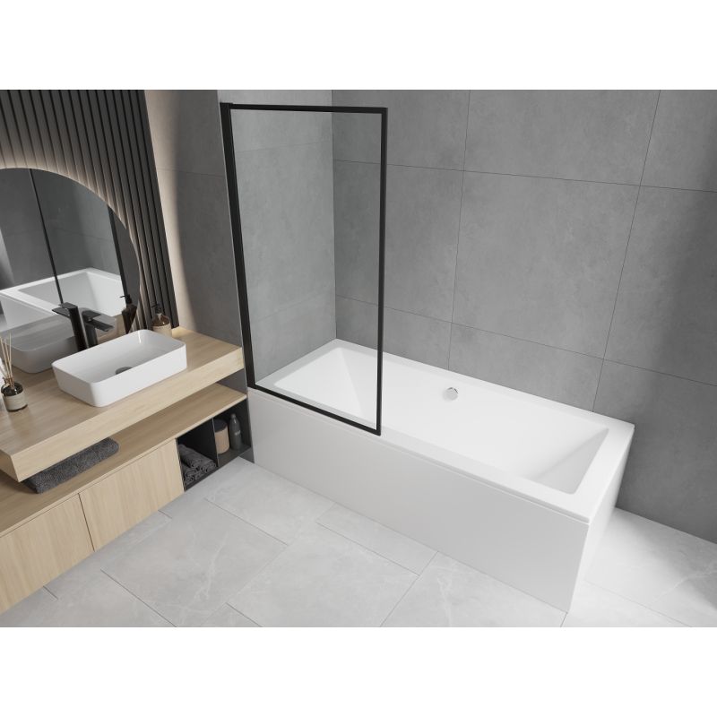 Wanna prostokątna Mexen Cube 180 x 80 cm z obudową i parawanem 1-skrzydłowym 80 cm czarny wzór  550518080X9308017070 1 szt.
