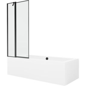 Wanna prostokątna Mexen Cube 180 x 80 cm z obudową i parawanem 1-skrzydłowym 80 cm czarny wzór  550518080X9408117070 1 szt.
