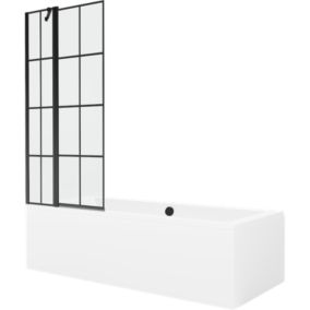 Wanna prostokątna Mexen Cube 180 x 80 cm z obudową i parawanem 1-skrzydłowym 80 cm czarny wzór  550518080X9408117077 1 szt.