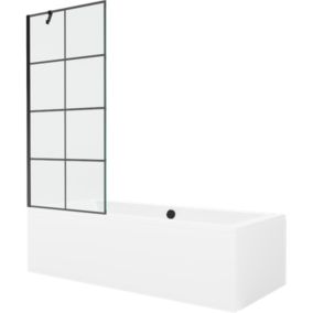 Wanna prostokątna Mexen Cube 180 x 80 cm z obudową i parawanem 1-skrzydłowym 80 cm czarny wzór  550518080X9508007077 1 szt.