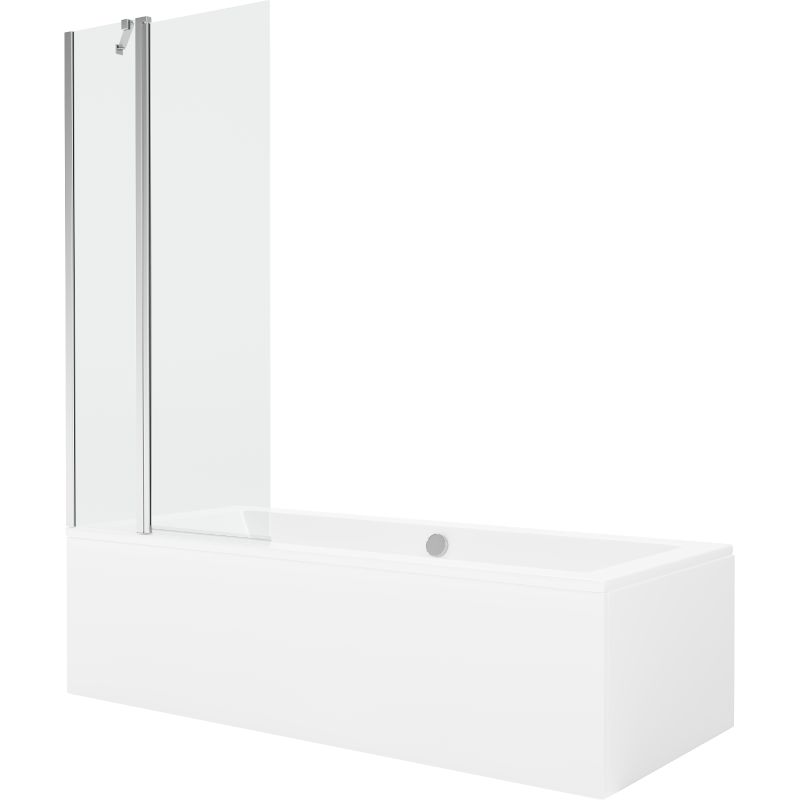 Wanna prostokątna Mexen Cube 180 x 80 cm z obudową i parawanem 1-skrzydłowym 80 cm transparent chrom  550518080X9408110100 1 szt.