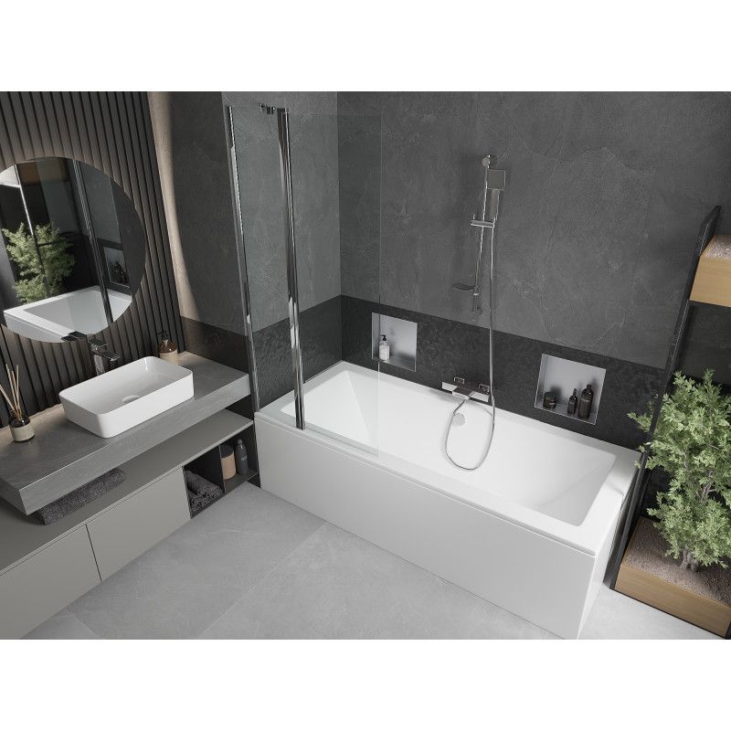 Wanna prostokątna Mexen Cube 180 x 80 cm z obudową i parawanem 1-skrzydłowym 80 cm transparent chrom  550518080X9408110100 1 szt.