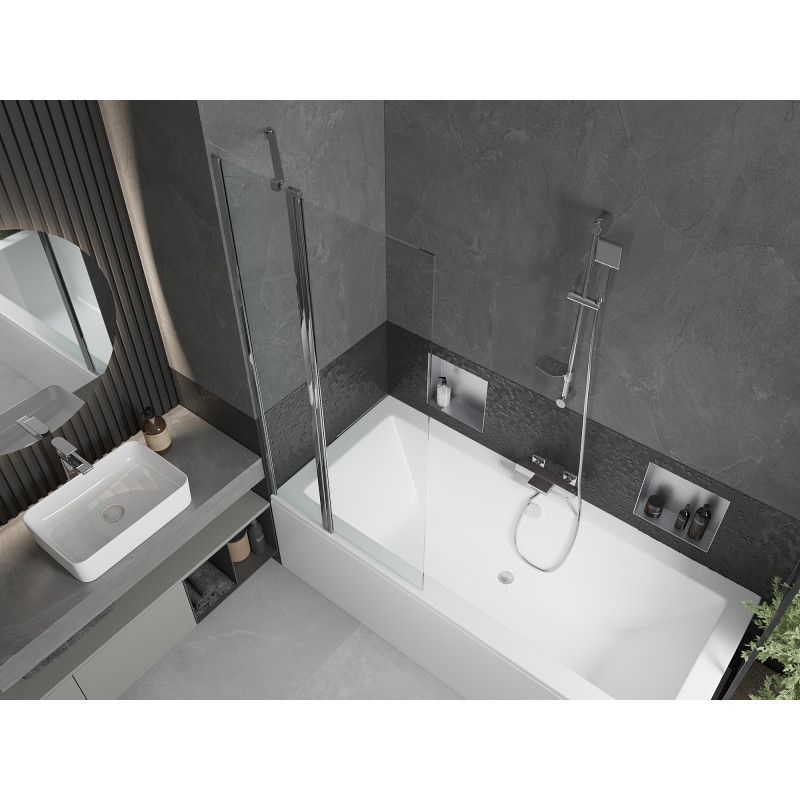 Wanna prostokątna Mexen Cube 180 x 80 cm z obudową i parawanem 1-skrzydłowym 80 cm transparent chrom  550518080X9408110100 1 szt.