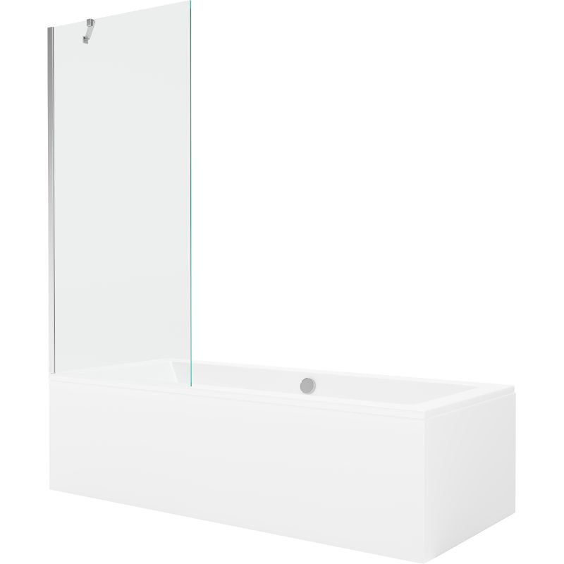 Wanna prostokątna Mexen Cube 180 x 80 cm z obudową i parawanem 1-skrzydłowym 80 cm transparent chrom  550518080X9508000001 1 szt.