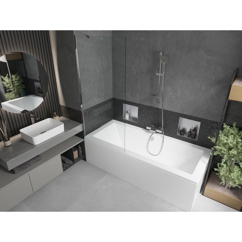 Wanna prostokątna Mexen Cube 180 x 80 cm z obudową i parawanem 1-skrzydłowym 80 cm transparent chrom  550518080X9508000001 1 szt.