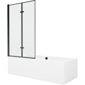 Wanna prostokątna Mexen Cube 180 x 80 cm z obudową i parawanem 2-skrzydłowym 100 cm czarny wzór  550518080X92100027070 1 szt.