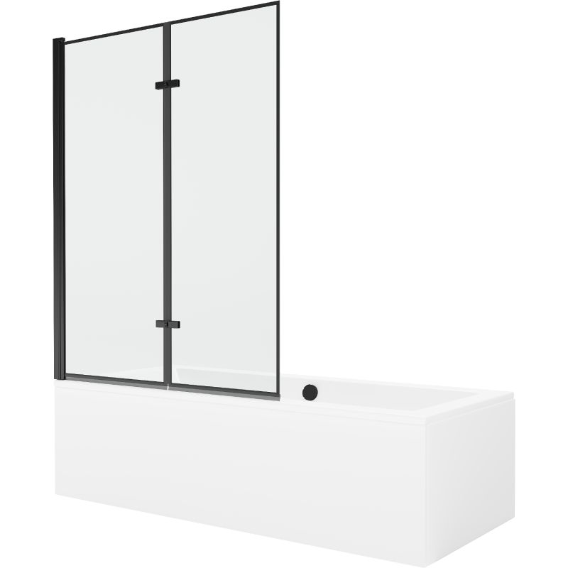 Wanna prostokątna Mexen Cube 180 x 80 cm z obudową i parawanem 2-skrzydłowym 120 cm czarny wzór  550518080X92120027070 1 szt.