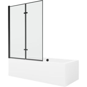 Wanna prostokątna Mexen Cube 180 x 80 cm z obudową i parawanem 2-skrzydłowym 120 cm czarny wzór  550518080X92120027070 1 szt.