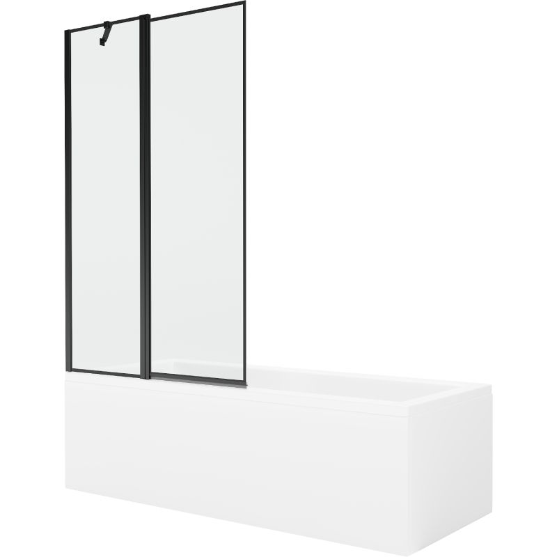 Wanna prostokątna Mexen Cubik 150 x 70 cm z obudową i parawanem 1-skrzydłowym 100 cm czarny wzór  550315070X9410117070 1 szt.