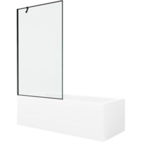 Wanna prostokątna Mexen Cubik 150 x 70 cm z obudową i parawanem 1-skrzydłowym 100 cm czarny wzór  550315070X9510007070 1 szt.
