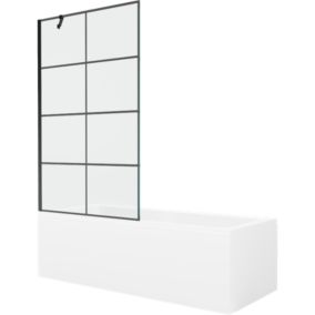 Wanna prostokątna Mexen Cubik 150 x 70 cm z obudową i parawanem 1-skrzydłowym 100 cm czarny wzór  550315070X9510007077 1 szt.
