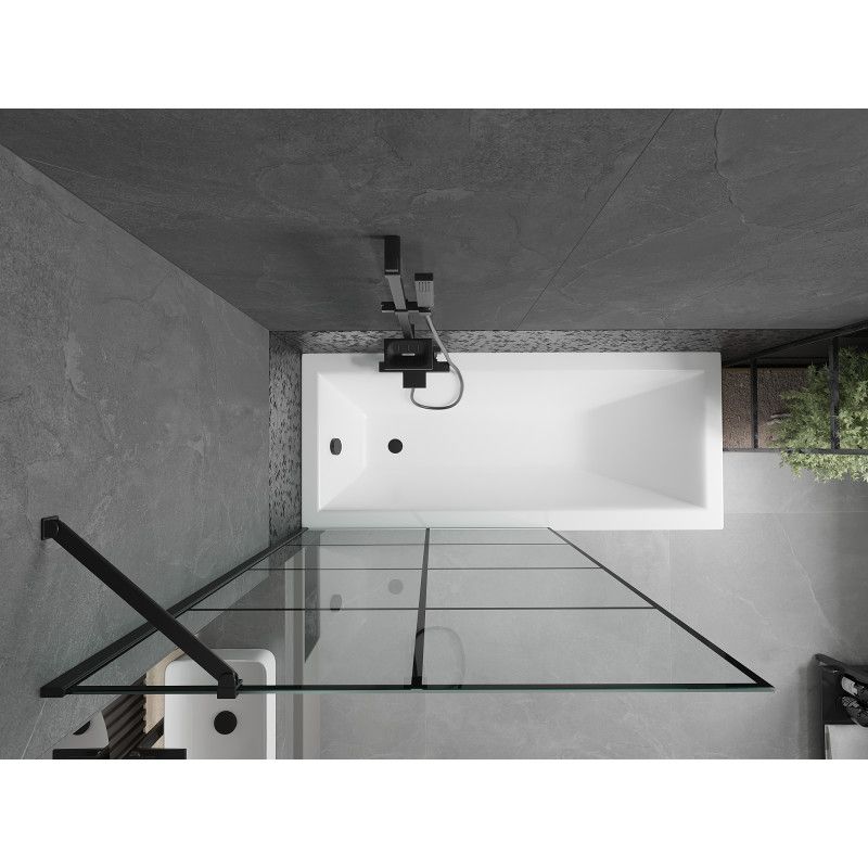 Wanna prostokątna Mexen Cubik 150 x 70 cm z obudową i parawanem 1-skrzydłowym 100 cm czarny wzór  550315070X9510007077 1 szt.