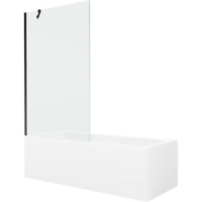 Wanna prostokątna Mexen Cubik 150 x 70 cm z obudową i parawanem 1-skrzydłowym 100 cm transparent czarny 1 kpl.