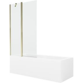 Wanna prostokątna Mexen Cubik 150 x 70 cm z obudową i parawanem 1-skrzydłowym 100 cm transparent złoty 1 kpl.
