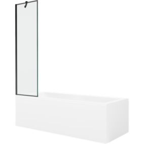Wanna prostokątna Mexen Cubik 150 x 70 cm z obudową i parawanem 1-skrzydłowym 50 cm czarny wzór  550315070X9505007070 1 szt.