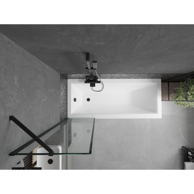 Wanna prostokątna Mexen Cubik 150 x 70 cm z obudową i parawanem 1-skrzydłowym 50 cm czarny wzór  550315070X9505007070 1 szt.