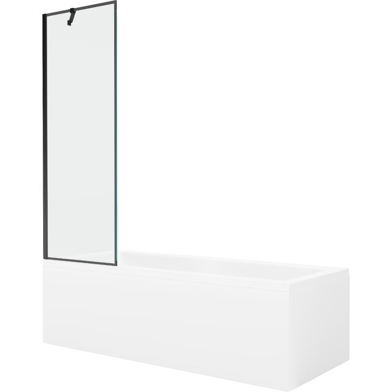 Wanna prostokątna Mexen Cubik 150 x 70 cm z obudową i parawanem 1-skrzydłowym 60 cm czarny wzór  550315070X9506007070 1 szt.