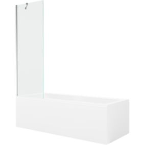 Wanna prostokątna Mexen Cubik 150 x 70 cm z obudową i parawanem 1-skrzydłowym 60 cm transparent chrom 1 kpl.