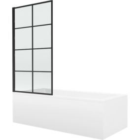 Wanna prostokątna Mexen Cubik 150 x 70 cm z obudową i parawanem 1-skrzydłowym 70 cm czarny wzór 1 szt.