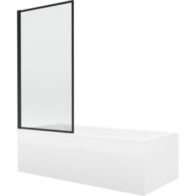 Wanna prostokątna Mexen Cubik 150 x 70 cm z obudową i parawanem 1-skrzydłowym 70 cm czarny wzór  550315070X9307017070 1 szt.