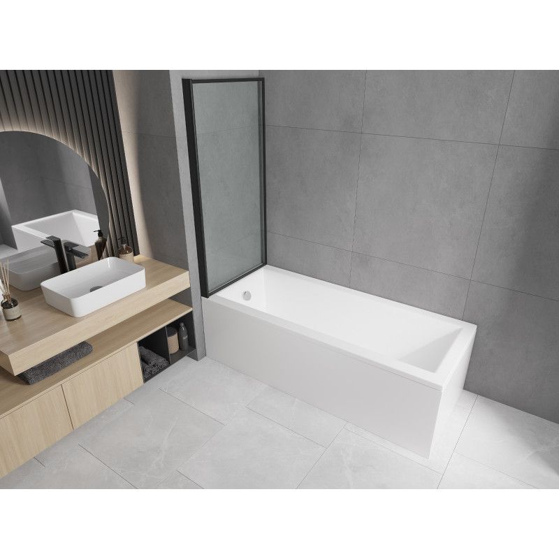 Wanna prostokątna Mexen Cubik 150 x 70 cm z obudową i parawanem 1-skrzydłowym 70 cm czarny wzór  550315070X9307017070 1 szt.