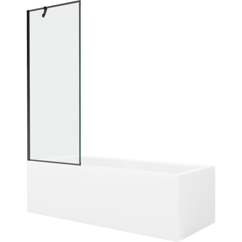 Wanna prostokątna Mexen Cubik 150 x 70 cm z obudową i parawanem 1-skrzydłowym 70 cm czarny wzór  550315070X9507007070 1 szt.