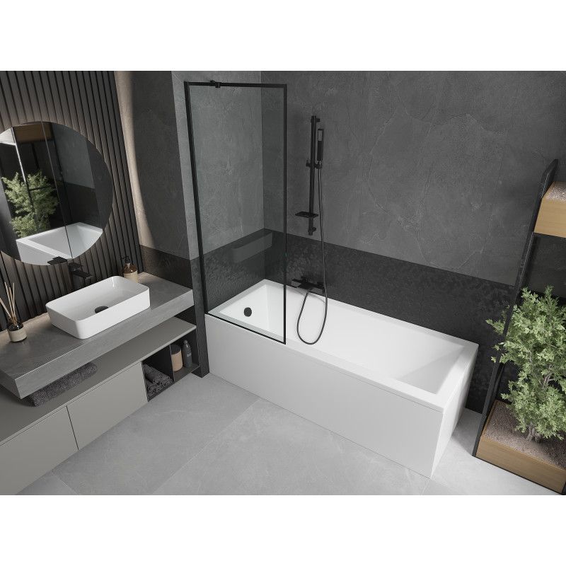 Wanna prostokątna Mexen Cubik 150 x 70 cm z obudową i parawanem 1-skrzydłowym 70 cm czarny wzór  550315070X9507007070 1 szt.