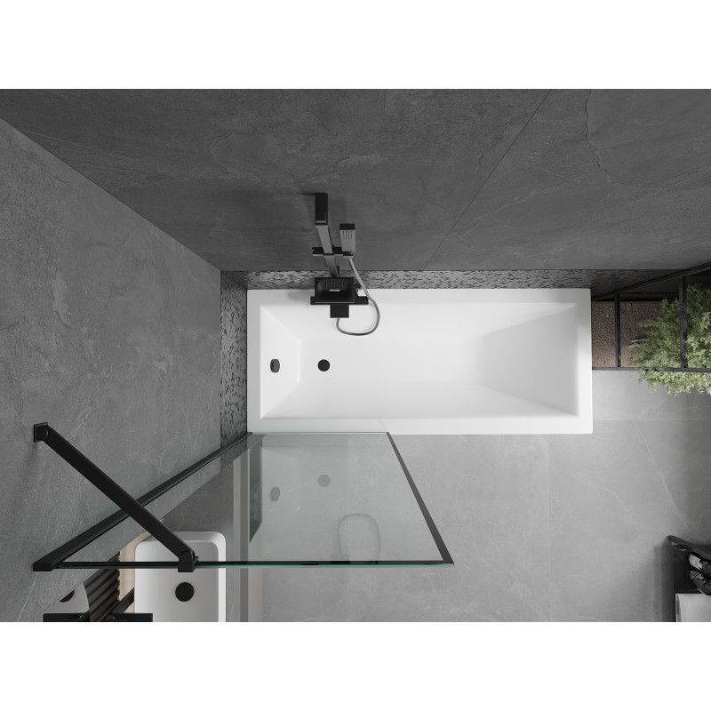 Wanna prostokątna Mexen Cubik 150 x 70 cm z obudową i parawanem 1-skrzydłowym 70 cm czarny wzór  550315070X9507007070 1 szt.