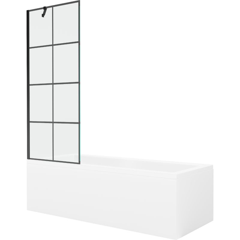 Wanna prostokątna Mexen Cubik 150 x 70 cm z obudową i parawanem 1-skrzydłowym 70 cm czarny wzór  550315070X9507007077 1 szt.