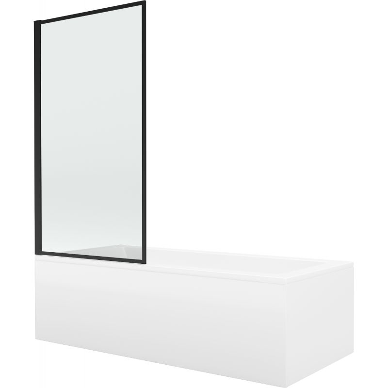 Wanna prostokątna Mexen Cubik 150 x 70 cm z obudową i parawanem 1-skrzydłowym 70 cm czarny wzór fix  550315070X9307007070 1 szt.