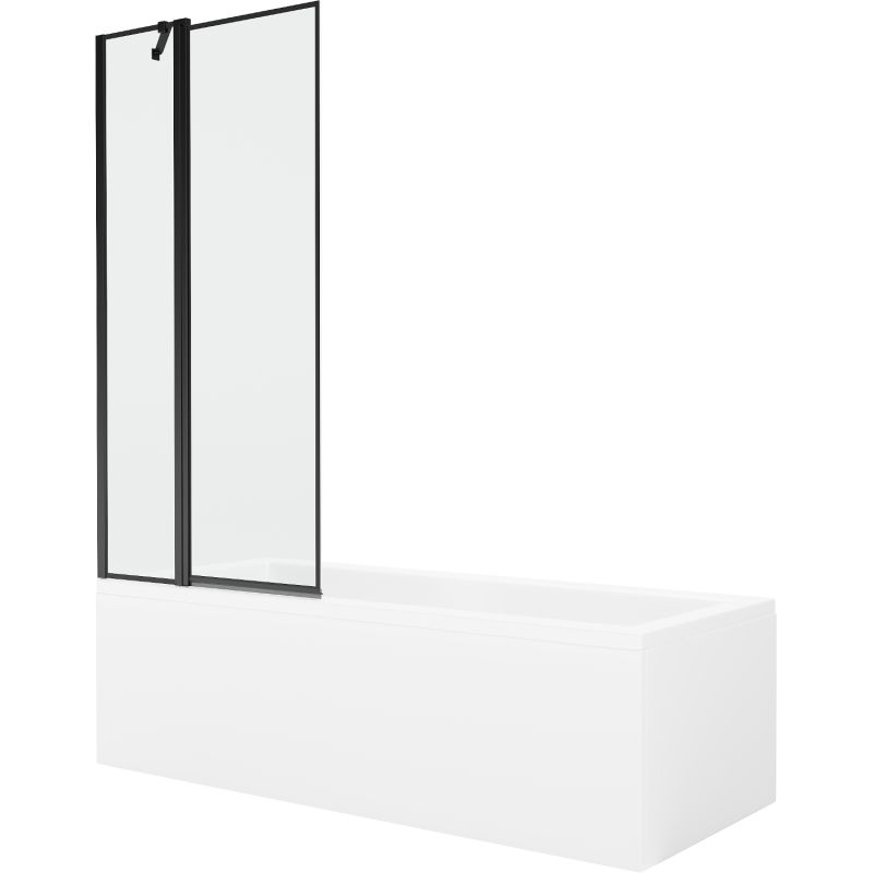 Wanna prostokątna Mexen Cubik 150 x 70 cm z obudową i parawanem 1-skrzydłowym 80 cm czarny wzór  550315070X9408117070 1 szt.