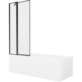 Wanna prostokątna Mexen Cubik 150 x 70 cm z obudową i parawanem 1-skrzydłowym 80 cm czarny wzór  550315070X9408117070 1 szt.
