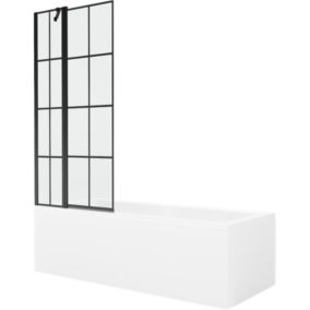 Wanna prostokątna Mexen Cubik 150 x 70 cm z obudową i parawanem 1-skrzydłowym 80 cm czarny wzór  550315070X9408117077 1 szt.