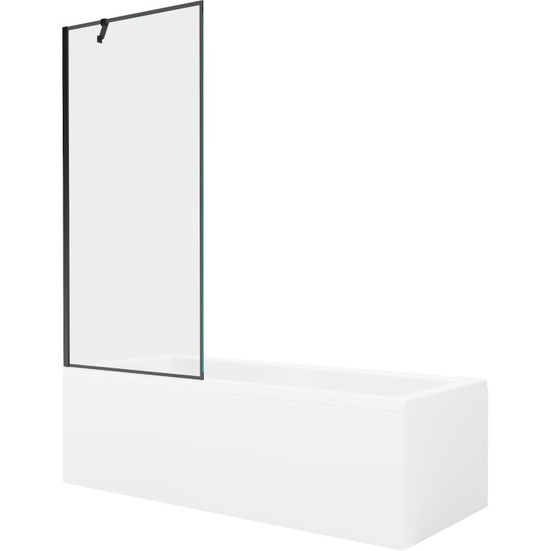 Wanna prostokątna Mexen Cubik 150 x 70 cm z obudową i parawanem 1-skrzydłowym 80 cm czarny wzór  550315070X9508007070 1 szt.