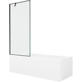 Wanna prostokątna Mexen Cubik 150 x 70 cm z obudową i parawanem 1-skrzydłowym 80 cm czarny wzór  550315070X9508007070 1 szt.