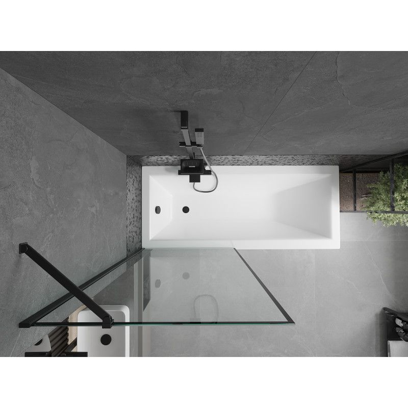 Wanna prostokątna Mexen Cubik 150 x 70 cm z obudową i parawanem 1-skrzydłowym 80 cm czarny wzór  550315070X9508007070 1 szt.