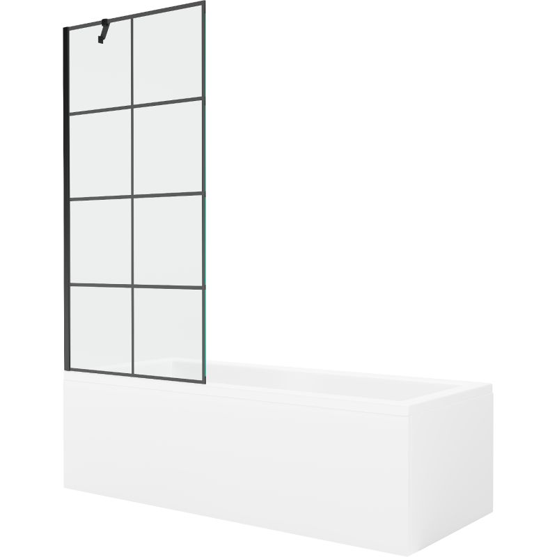 Wanna prostokątna Mexen Cubik 150 x 70 cm z obudową i parawanem 1-skrzydłowym 80 cm czarny wzór  550315070X9508007077 1 szt.