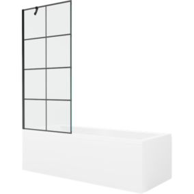 Wanna prostokątna Mexen Cubik 150 x 70 cm z obudową i parawanem 1-skrzydłowym 80 cm czarny wzór  550315070X9508007077 1 szt.